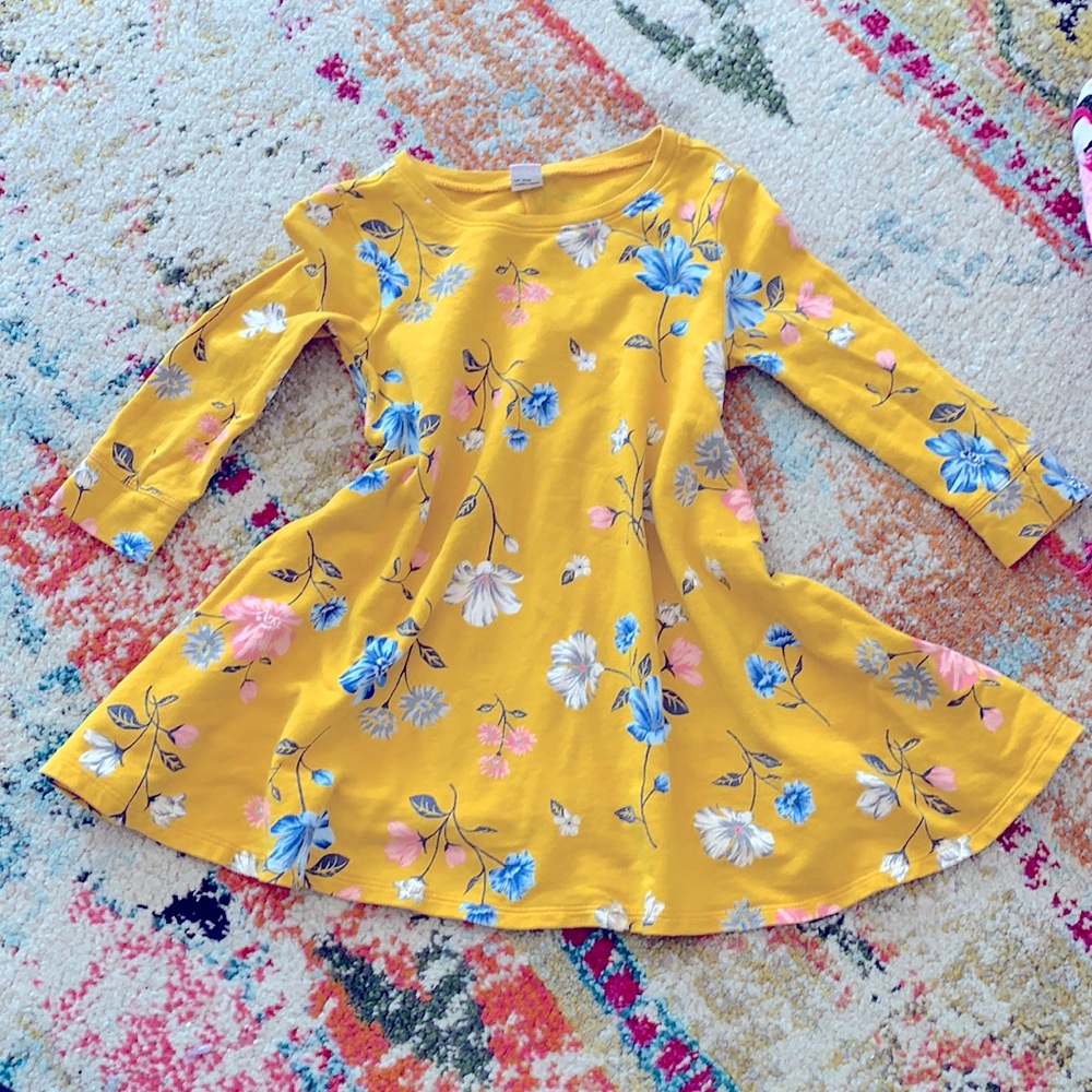 Floral print sweater dress for toddler girl